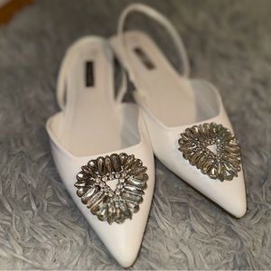 Rhinestone Detail Slingback Flats